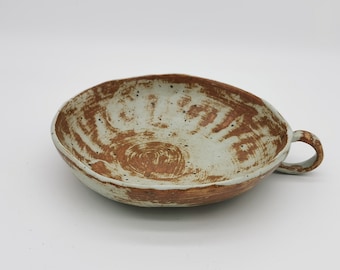 Handmade Rustic Ceramic Plate with Handle: Sushi, Dessert, Jewelry