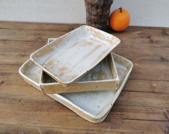 Handmade Ceramic Serving Plate: Country Style Clay Platter