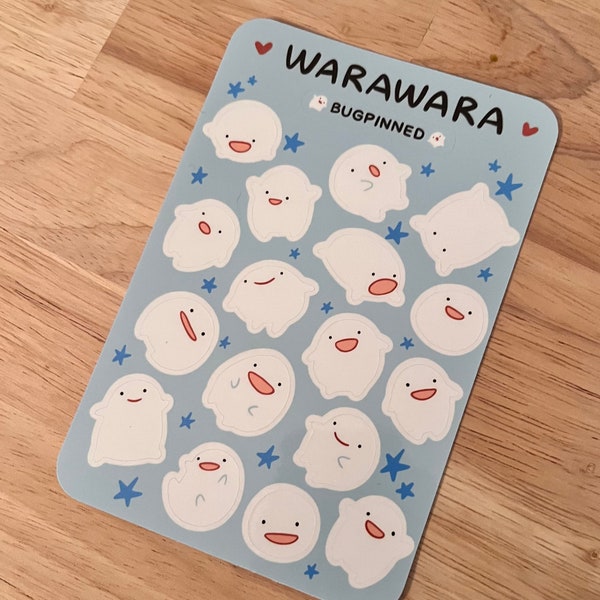 Warawara Sticker Sheet, Studio Ghibli: The Boy and the Heron, Warawara creatures, waterproof stickers, laptop decal, kiss cut, sticker sheet
