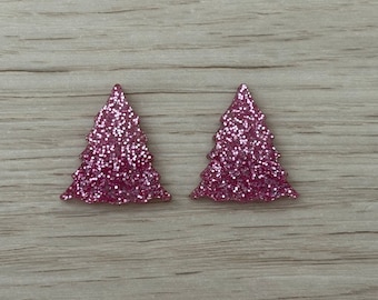Christmas Tree Studs - Pink