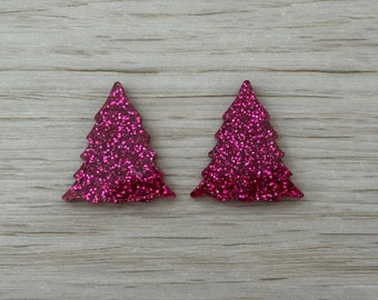 Christmas Tree Studs - Magenta