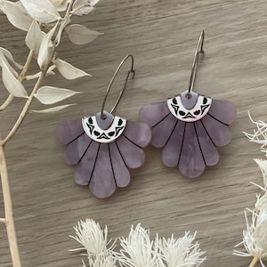 Fan Earrings - Sunrise Hoops in Purple