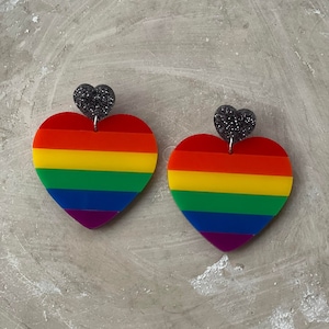 LGBTQIA+ Pride Earrings - OG Pride Heart Dangles