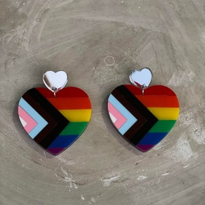 LGBTQIA+ Pride Earrings- Progressive Rainbow Dangles