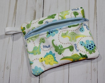 Reusable Zippered Snack Bag Cute Baby Dinosaur Pattern