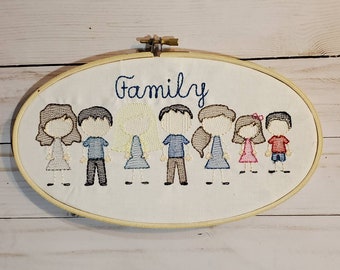 Customizable Personalized Build a Family Embroidered decor. Family Cross Stitch ornament