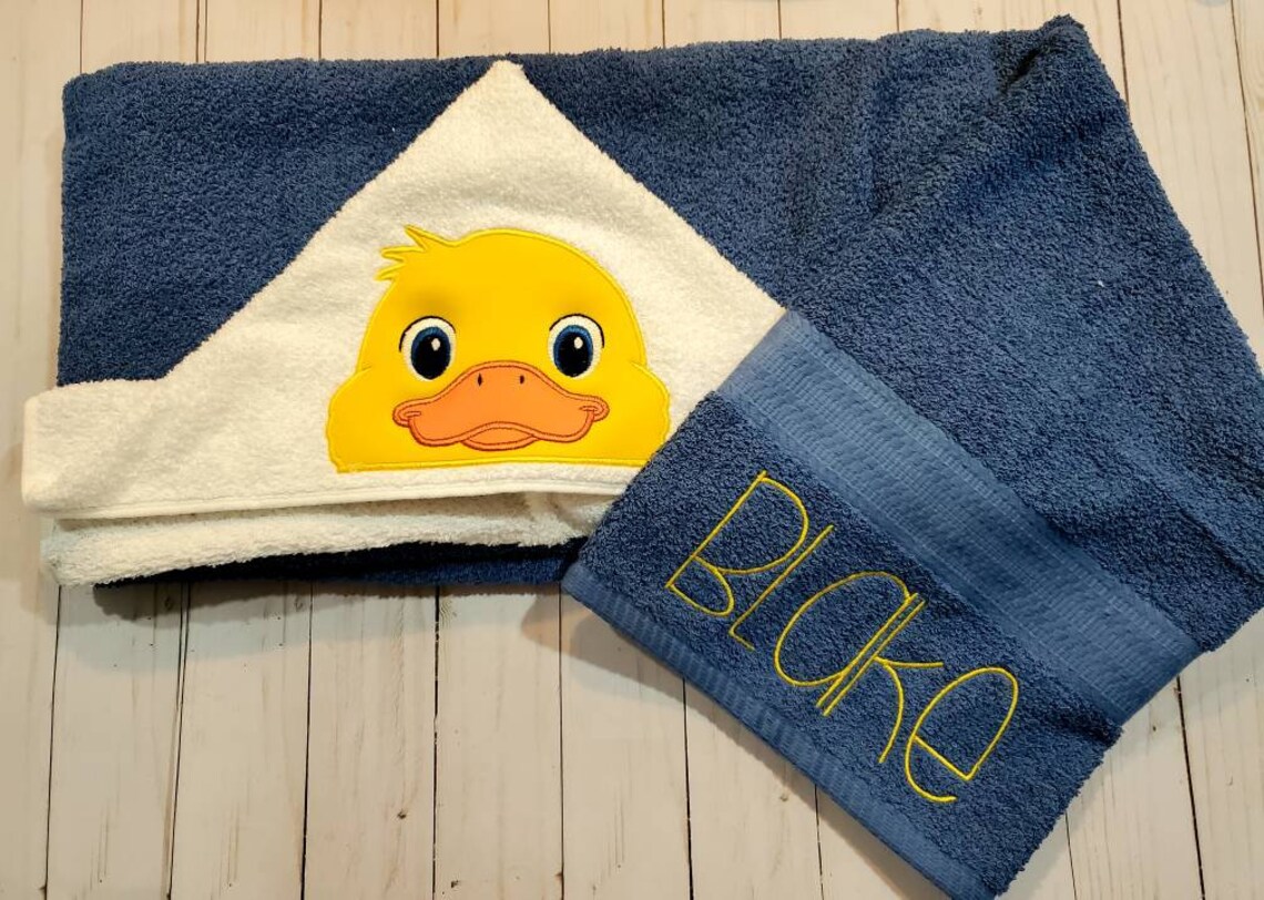 Personalized Yellow Rubber Duck Embroidered Hooded Bath Towel. Etsy