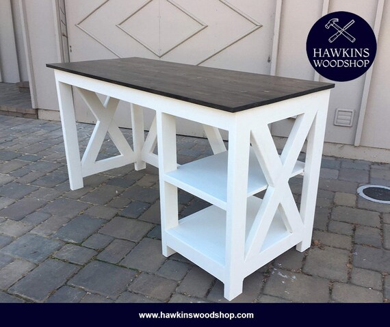 Rustic Country Farmhouse X Office Desk Custom Wood Furniture