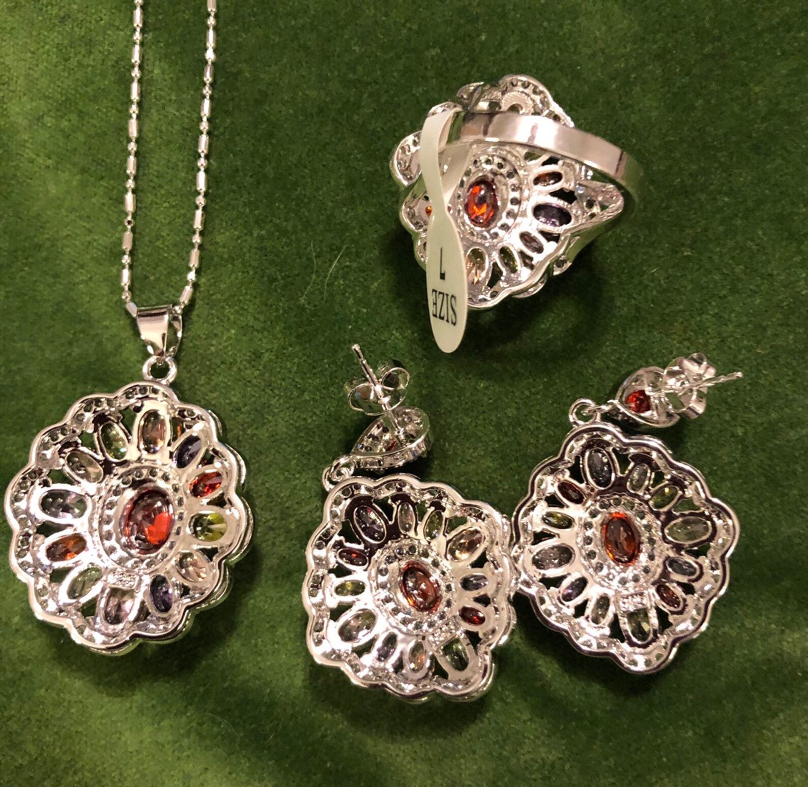 Colorful .925 Sterling Silver 3 Pc. Jewelry Set new Etsy.de