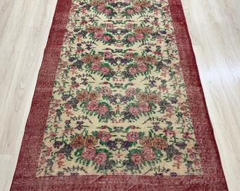 VİNTAGE CARPET HOMEDECOR tappeti ,grandi tappeti, tappeti palazzo, tappeti turchi, tappeto, tappeto vintage fatto a mano, vintage,120x204cm,4x6.9feet,