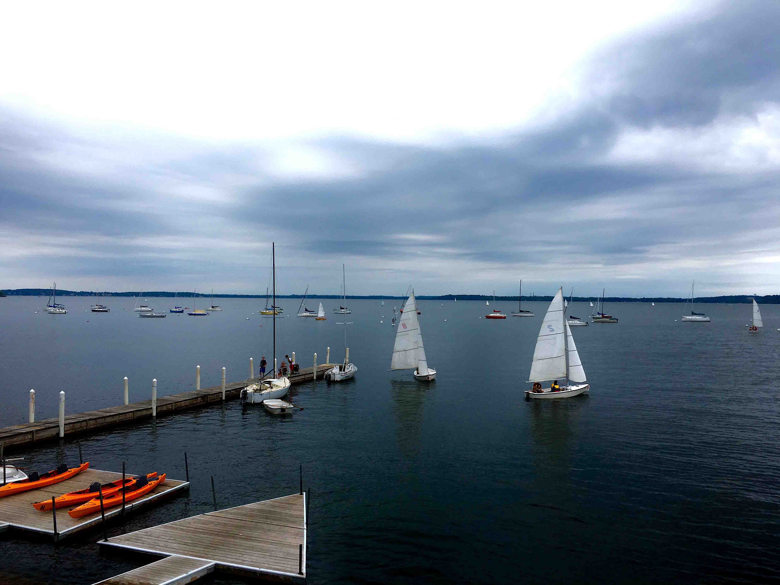 Sailboats on Lake Mendota in Madison WI and the Sky is a Sea Etsy