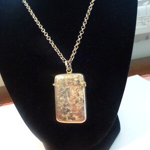 Vintage Edwardian Sterling Silver Vesta and Chain  English Hallmarks 1910