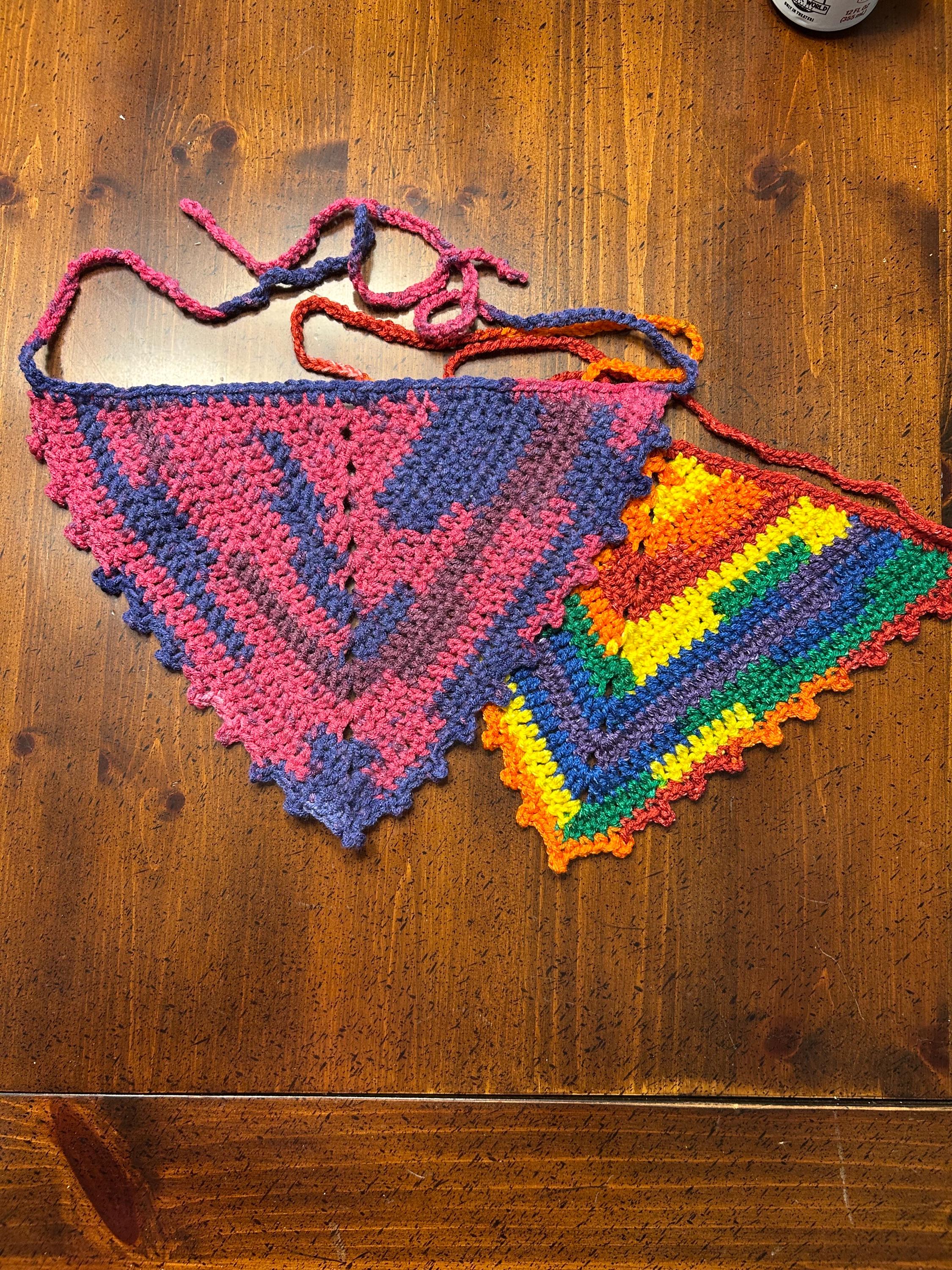 Handmade Crochet Bandana Boho Festival Bandana Rainbow & Bi 