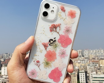 Pressed flower phone case, real flower phone case, dried flower phone case, iphone case, iphone 6 6s 7 8 plus x xr xs 11 pro max case