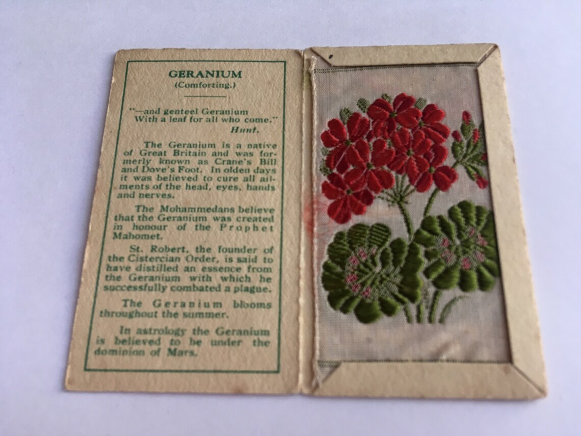 Kensitas Silk Flowers Cigarette Cards 1935 Geranium A Small Etsy