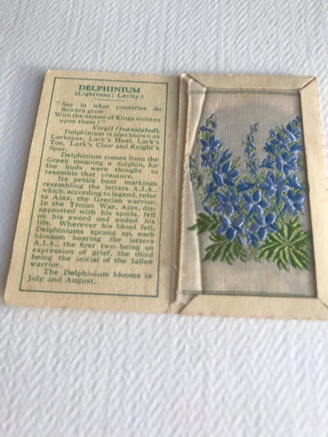 Kensitas Silk Flowers Cigarette Cards 1935 Delphinium A Small Etsy