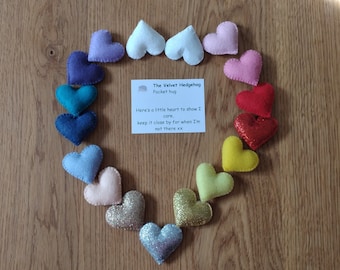 Felt Pocket Hug Heart, First Day School Worry Token, Handmade Comfort Gift