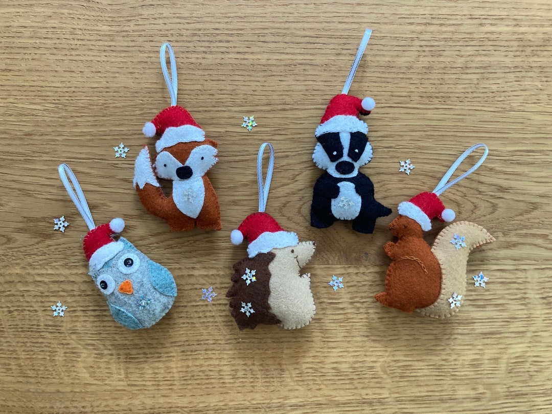 Woodland Christmas Tree Decorations Hedgehog Squirrel Etsy UK