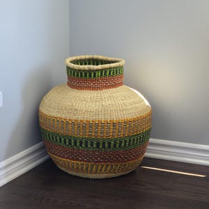 Handwoven Ghana Floor Basket- Ristic woven vase basket