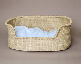 Panier de lit pour chien naturel / meubles pour animaux de compagnie / meubles pour chien / lit pour chien fait main - panier pour chien tissé / panier pour chien africain