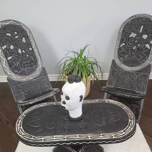 Handmade carved traditional wooden african chair/ african tribal chair