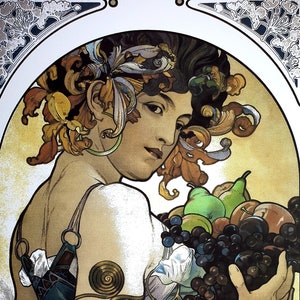 Alphonse Mucha, Fruit, Plate Signed Lithograph