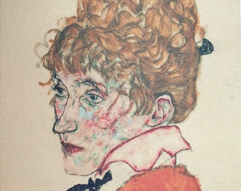 Egon Schiele, Portrait of Edith Schiele, Hand Signed Lithograph