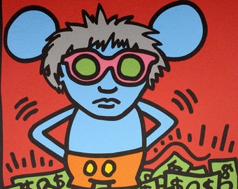 Keith Haring, Andy Mouse (1) 1986, Plate Signed Lithograph