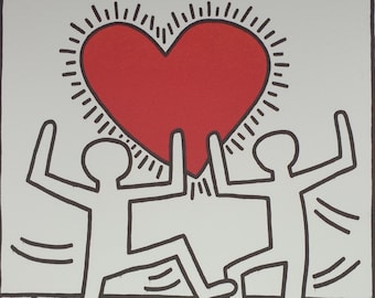Keith Haring, Untitled (Dancing with heart), Plate Signed Lithograph