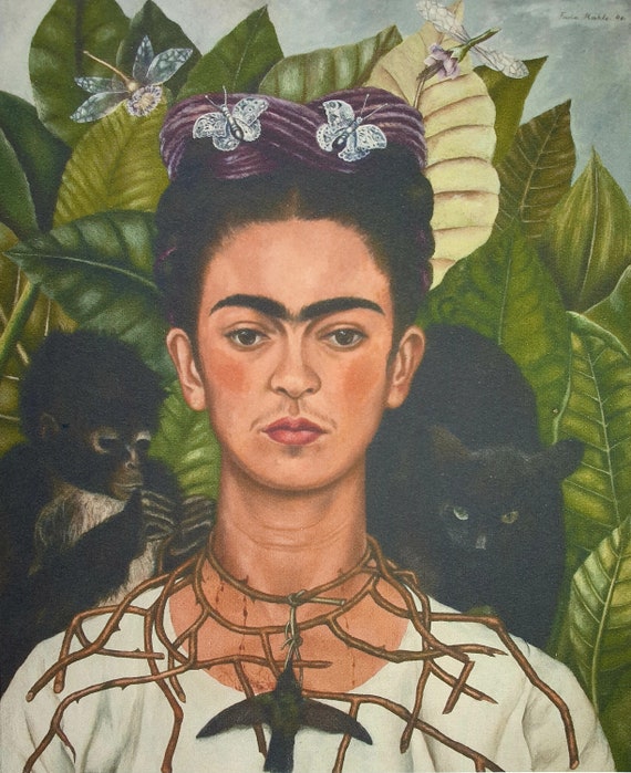 Frida Kahlo Self-portrait With Thorn Necklace and | Etsy
