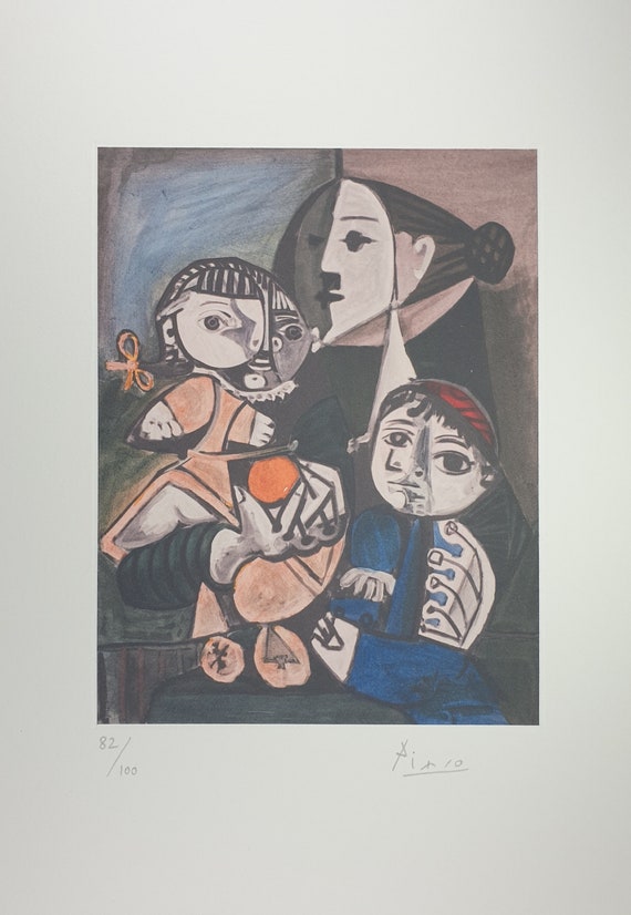 Pablo Picasso, Mother With Orange and Childrens, Hand Signed