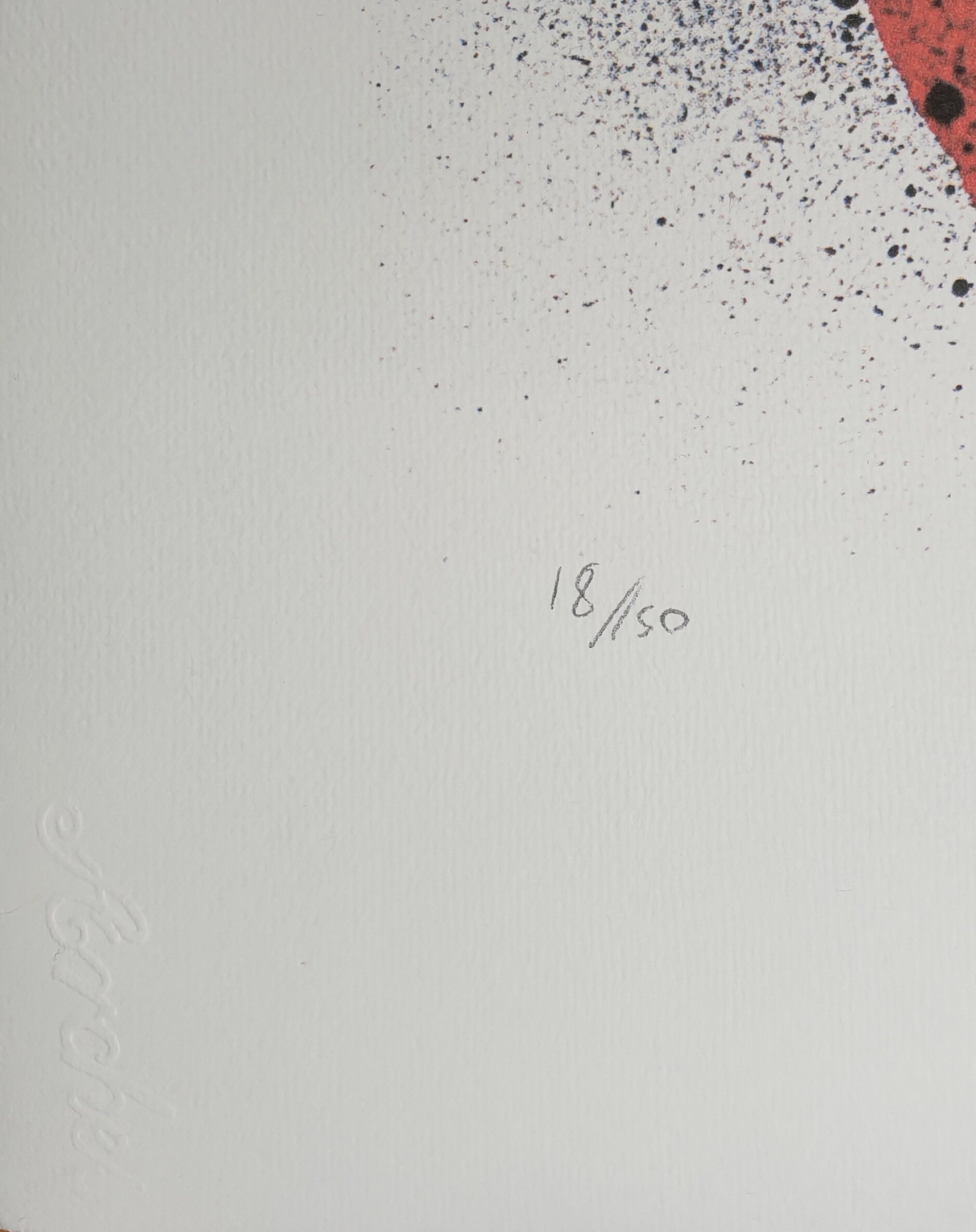 Joan Miró, Sol Rojo, Luna Azul Y Manos, Offset Plate Signed Lithograph