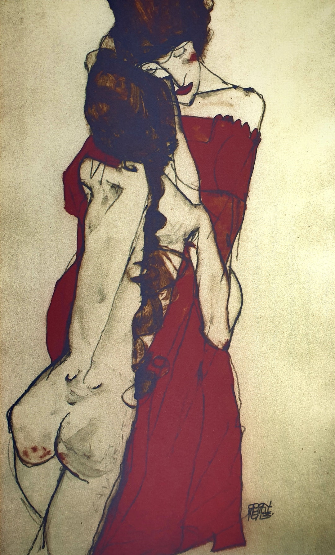 Erotic Sketches　Egon Schiele　エゴン・シーレ Egon Schiele, Erotic Sketches, Plate Signed Chromolithograph