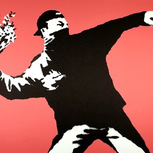 Banksy, Love is in the Air, Hand Signed Lithograph