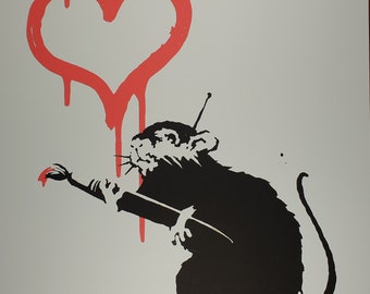 バンクシー LOVE RAT（RED Ver.） BANKSY WALL ART Banksy Canvas Banksy Rat Art Banksy Love Rat