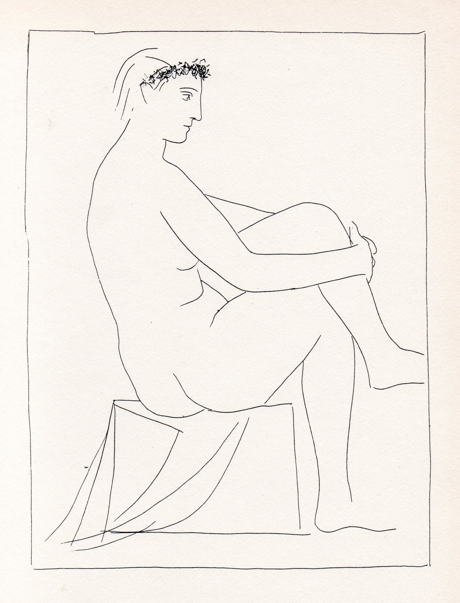 Pablo Picasso, Nude Woman with Crossed Legs Crowned, with Flowers, 1956 Print - Vollard Suite