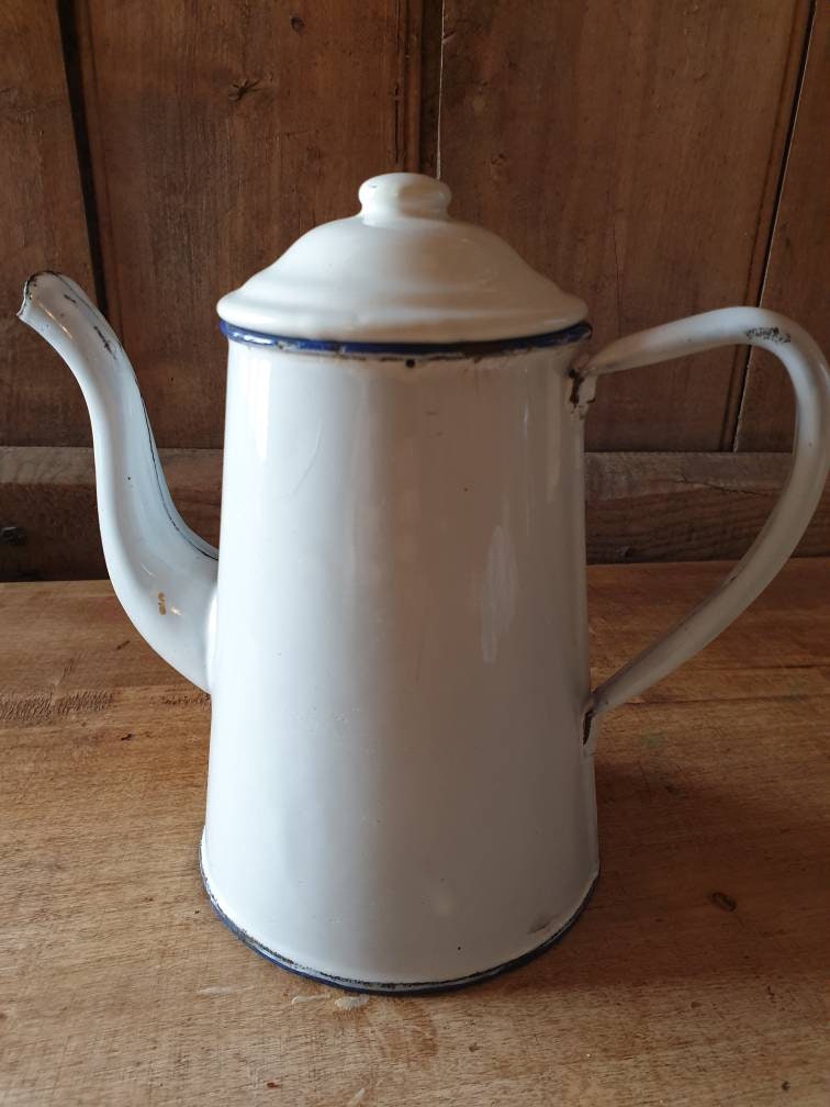 Français Cafetière Vintage Enamel