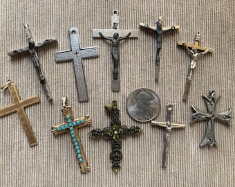 Lot of 10 Religious Crucifix and Cross, Catholic Crucifixes and Crosses, very nice condition