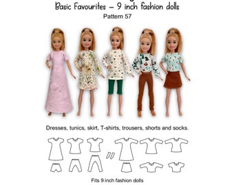 PDF Sewing pattern for 9” fashion dolls clothes “Basic Favourites #57” from meretesyr