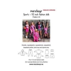 PDF Sewing pattern for 11.5” fashion dolls clothes “Sports #43” from meretesyr