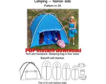 PDF Sewing pattern for fashion dolls “Camping #34” from meretesyr