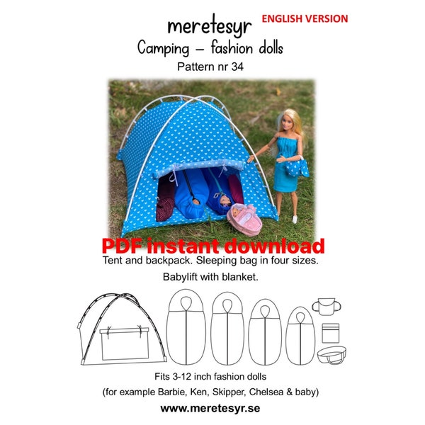 PDF Sewing pattern for fashion dolls “Camping #34” from meretesyr