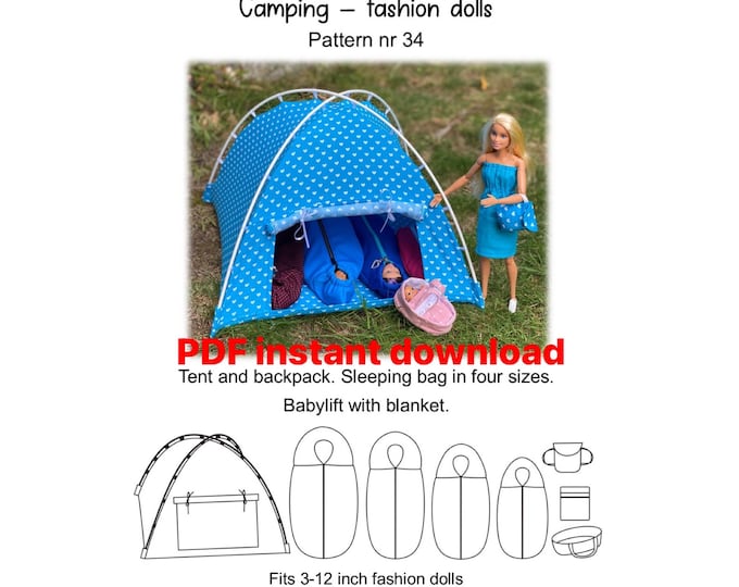 INSTANT DOWNLOAD Printable Dollhouse Camping Tent Template 1:12 Scale Easy DIY Miniature Craft ...
