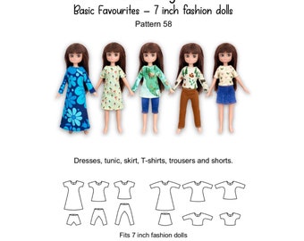 PDF Sewing pattern for 7” fashion dolls clothes “Basic Favourites #58” from meretesyr