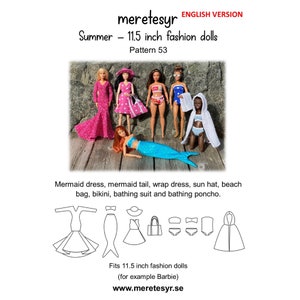PDF Sewing pattern for 11.5” fashion dolls clothes “Summer #53” from meretesyr