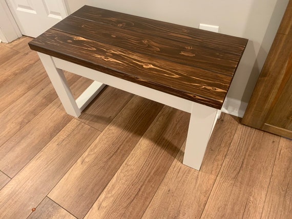 Small Entryway Bench Farmhouse Style Wood Bench Etsy