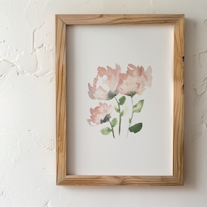 Floral Watercolor Art Print. Bedrooom Art. Watercolor Flowers. Light Pink Colors Vintage Wall Art.