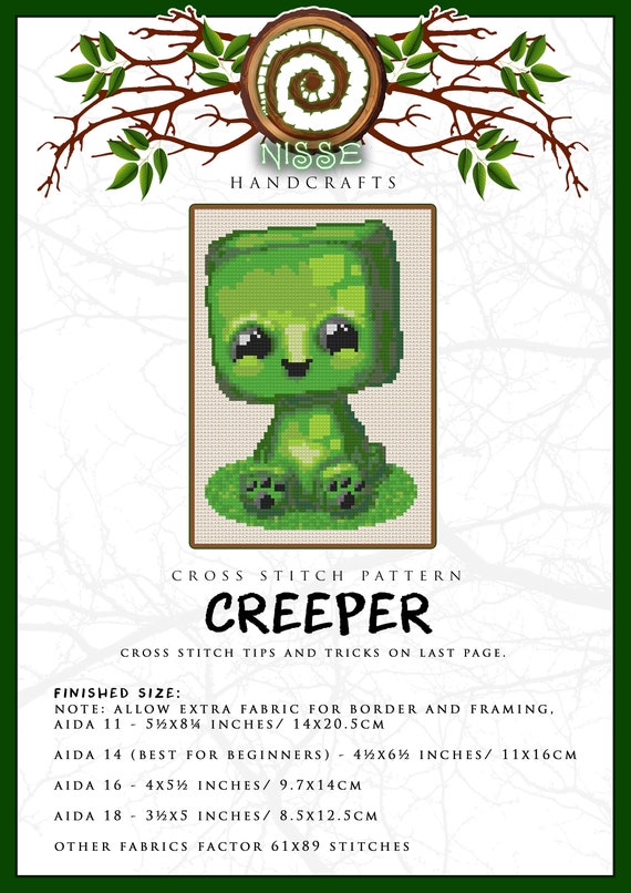 Minecraft Creeper Cross Stitch - PDF Instructions – TheCloudFactory