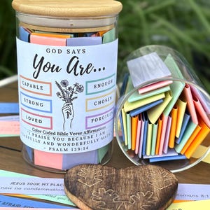 Bible Verse Jar, Christian Affirmation, Read Me When Jar, Color-Coded Bible Verse Jar, Personalized Scripture Gifts, Armor of God