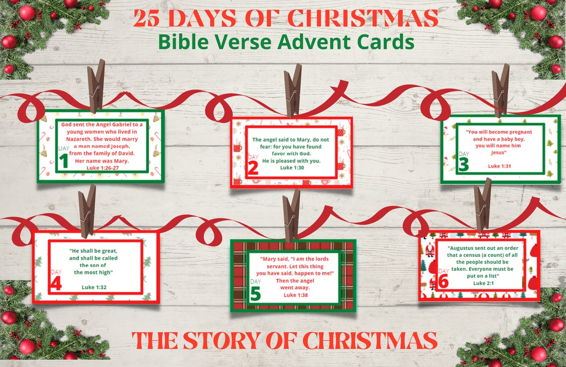 Advent Calendar Bible Verses for Christmas 25 Easy to Read Etsy
